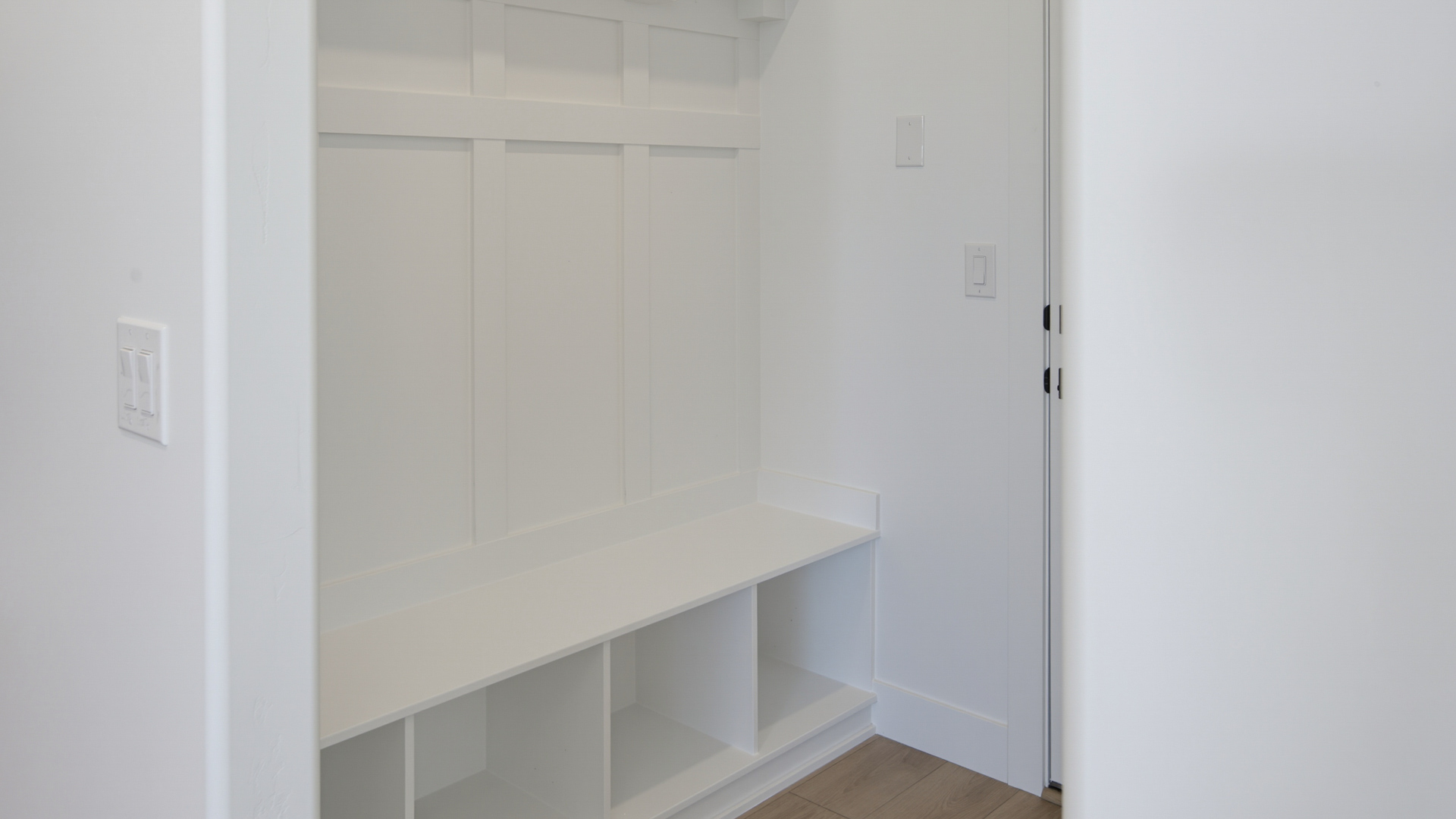 Mudroom off garage.
