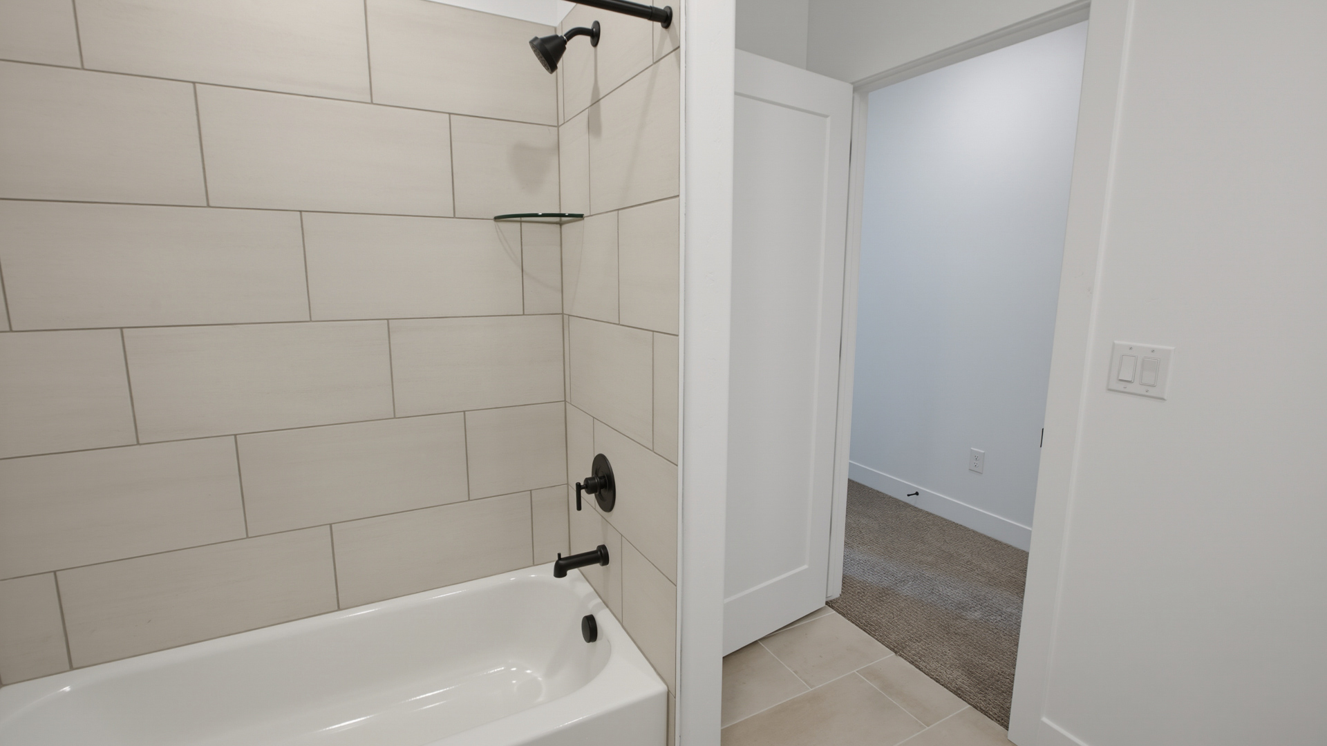 Basement bathroom with shower.