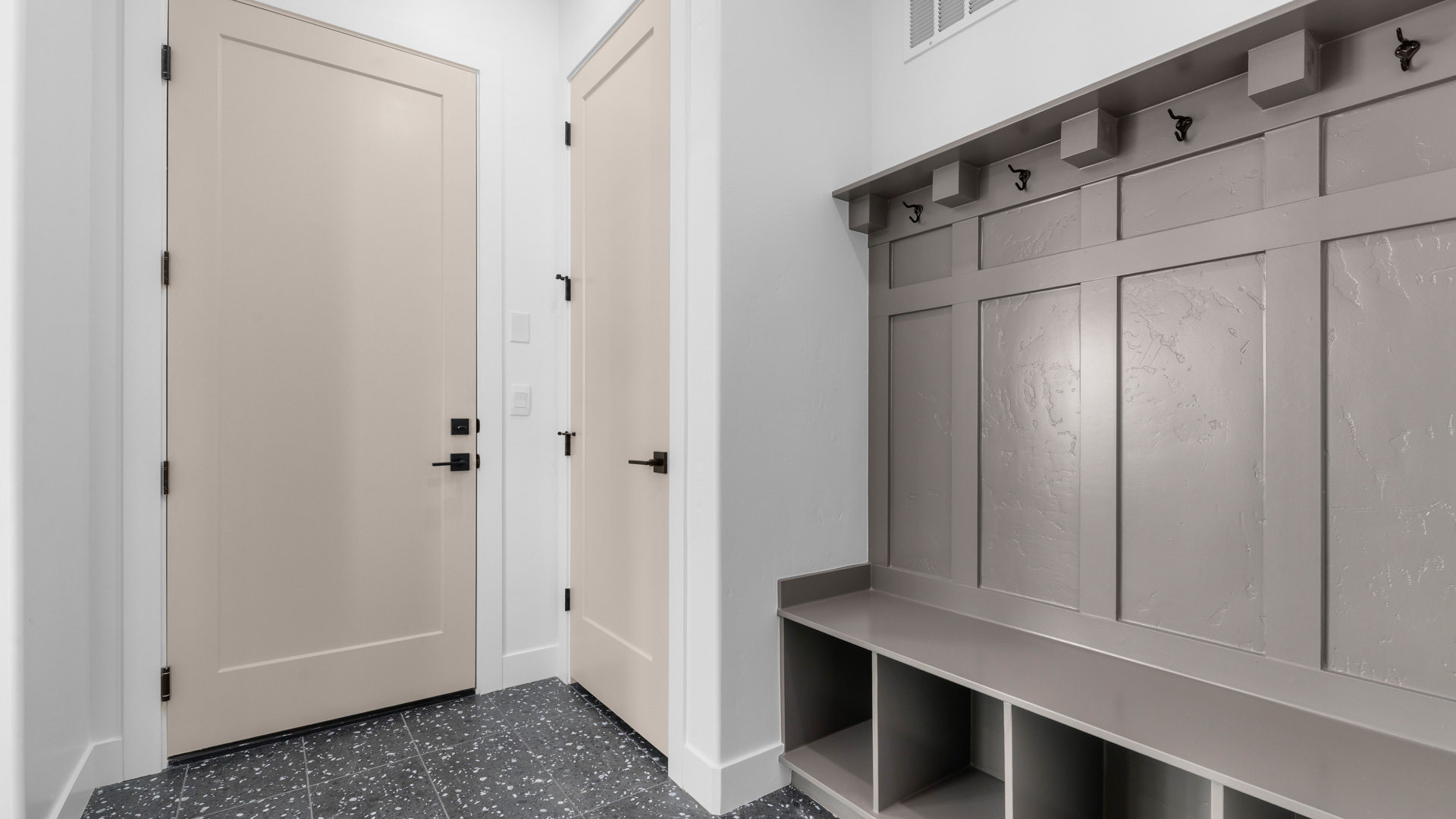 Mudroom with storage bench.