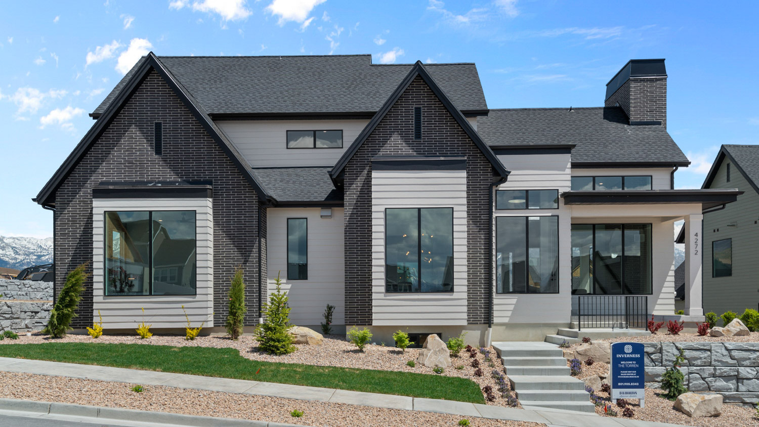Farmhouse exterior elevation of Torren plan in Lehi, Utah