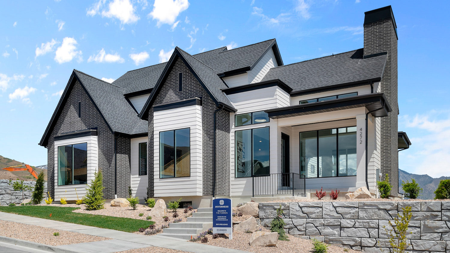 Farmhouse exterior elevation of Torren plan in Lehi, Utah