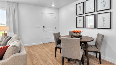 Entryway into dining and living space.