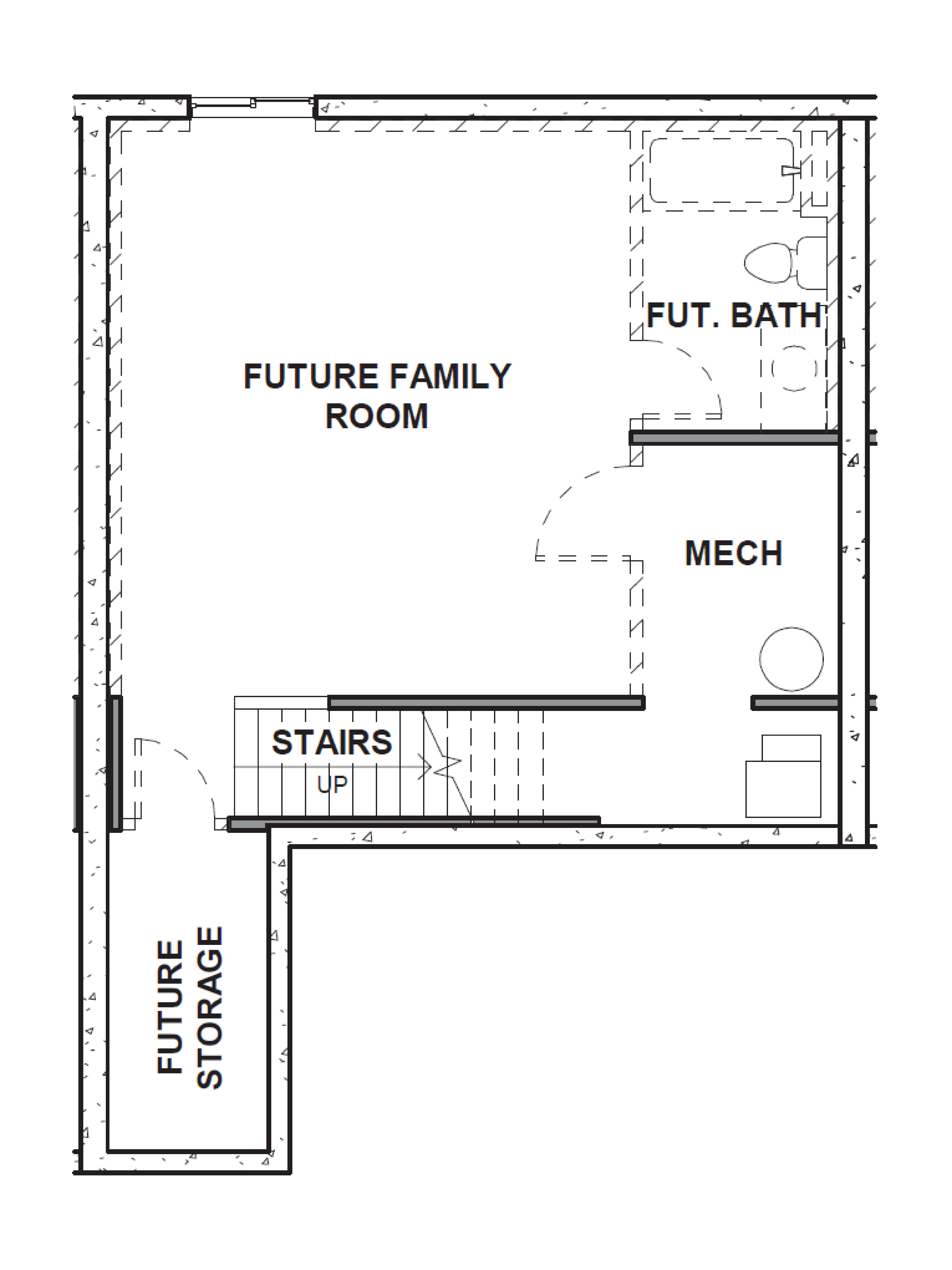 Jamestown basement floor of floor plan layout in Spanish Fork Utah.