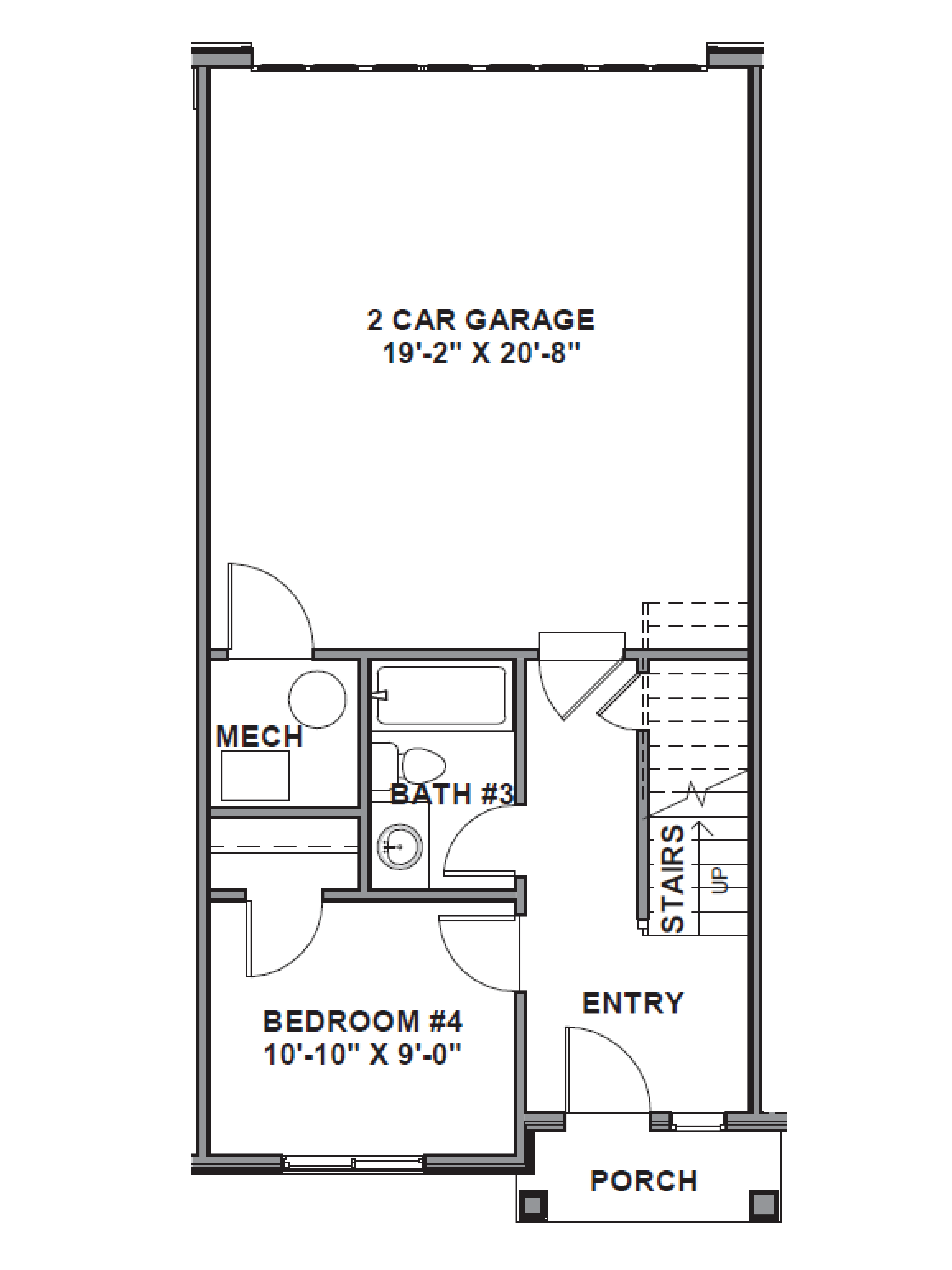 Oliver A mid unit floor plan townhome layout in Eagle Mountain Utah.