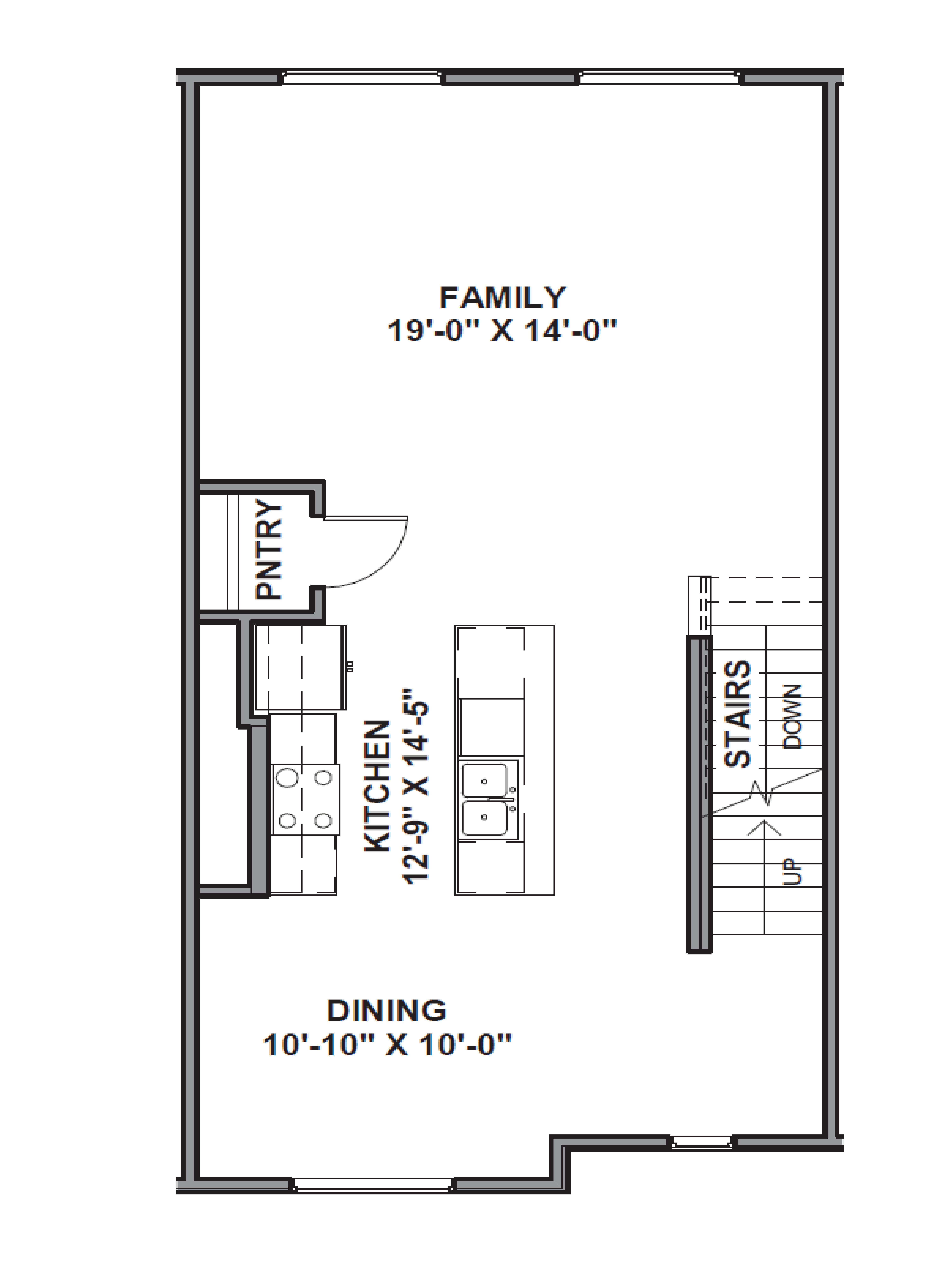 Oliver A mid unit floor plan townhome layout in Eagle Mountain Utah.