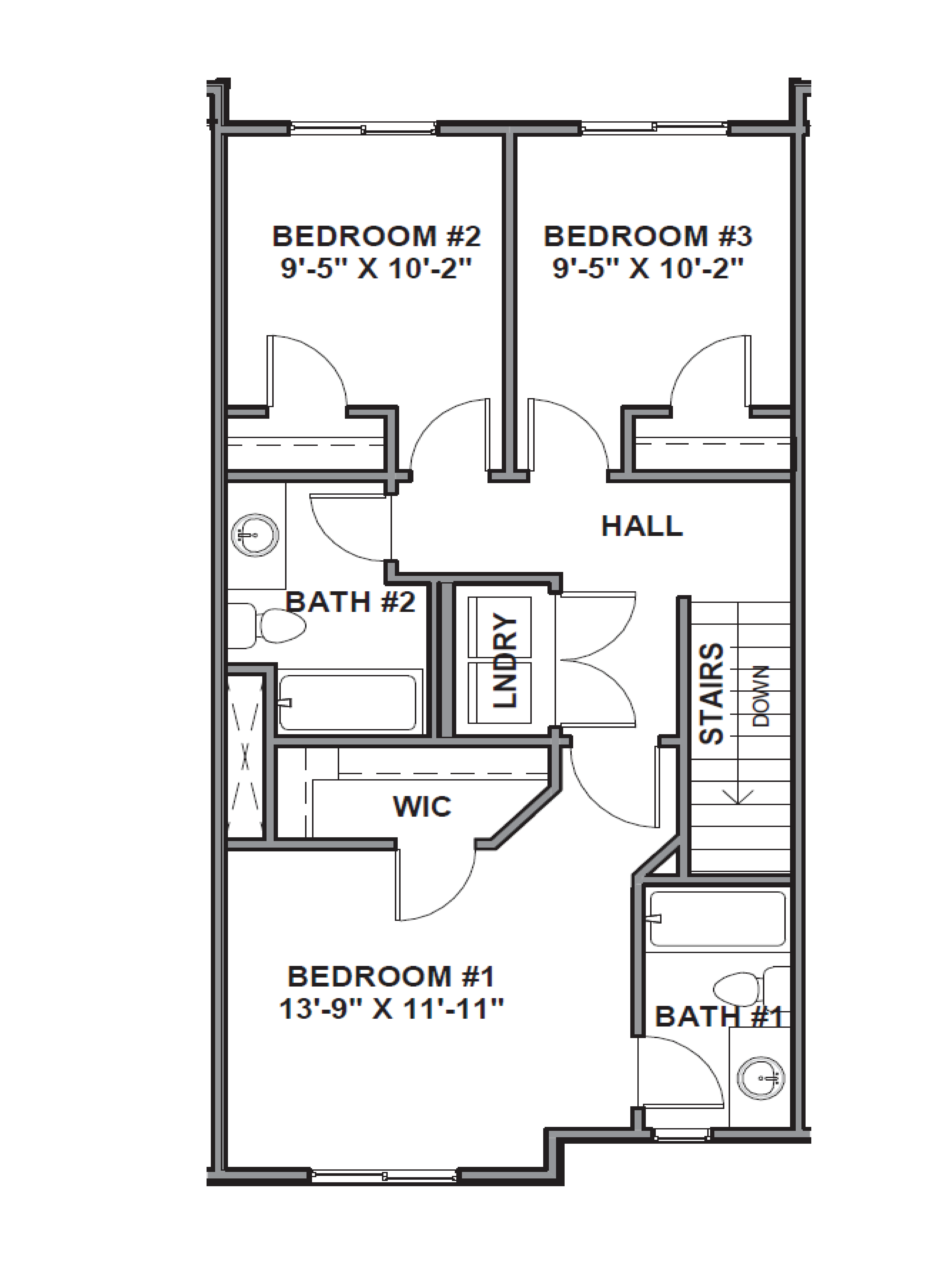 Oliver A mid unit floor plan townhome layout in Eagle Mountain Utah.