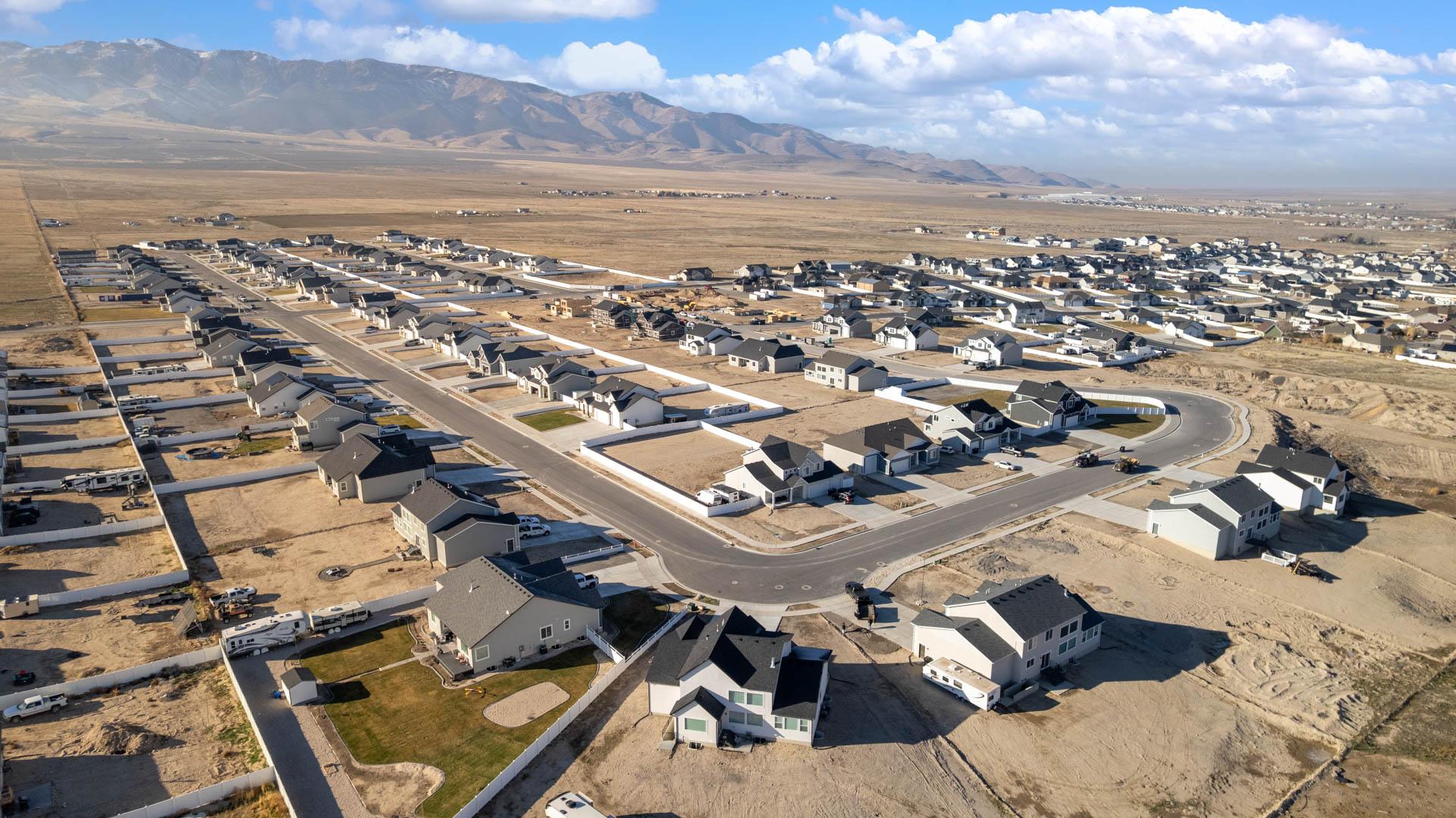 Aerial view of the Cherry Wood community in Grantsville, Utah.
