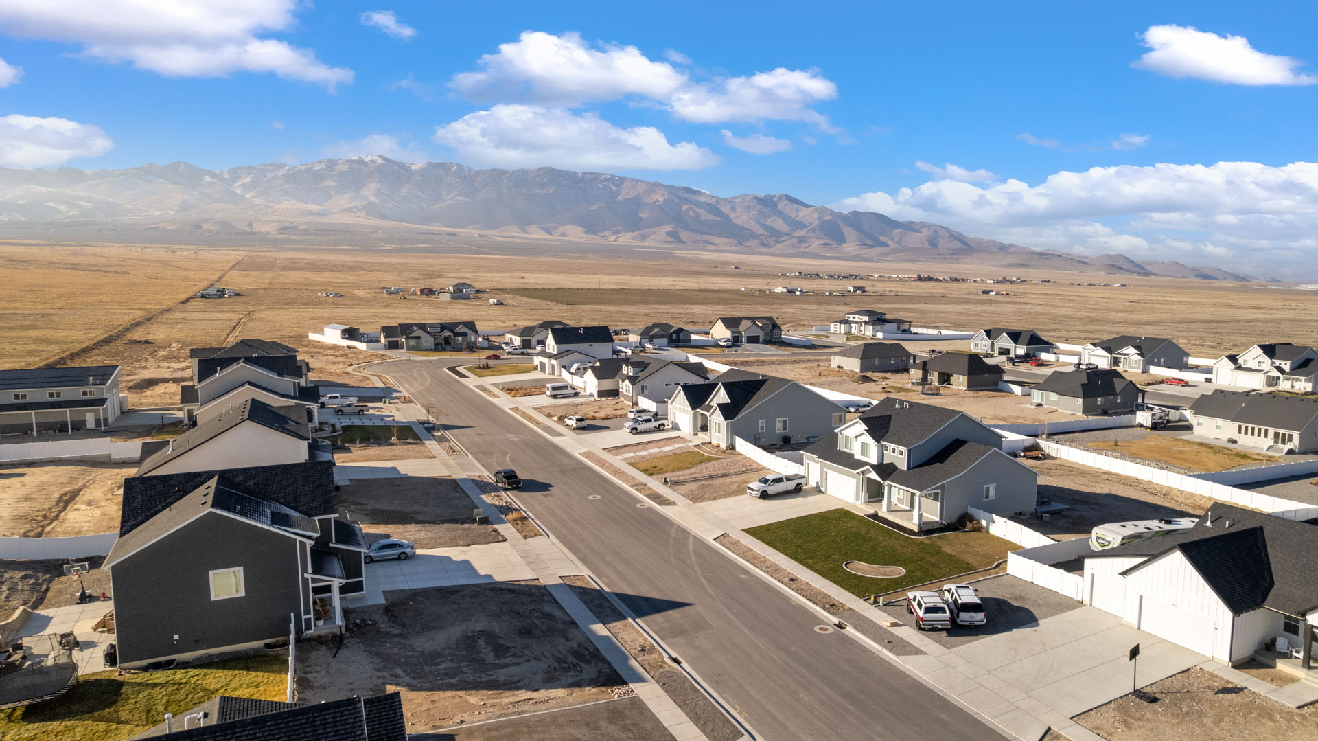 Aerial view of the Cherry Wood community in Grantsville, Utah.