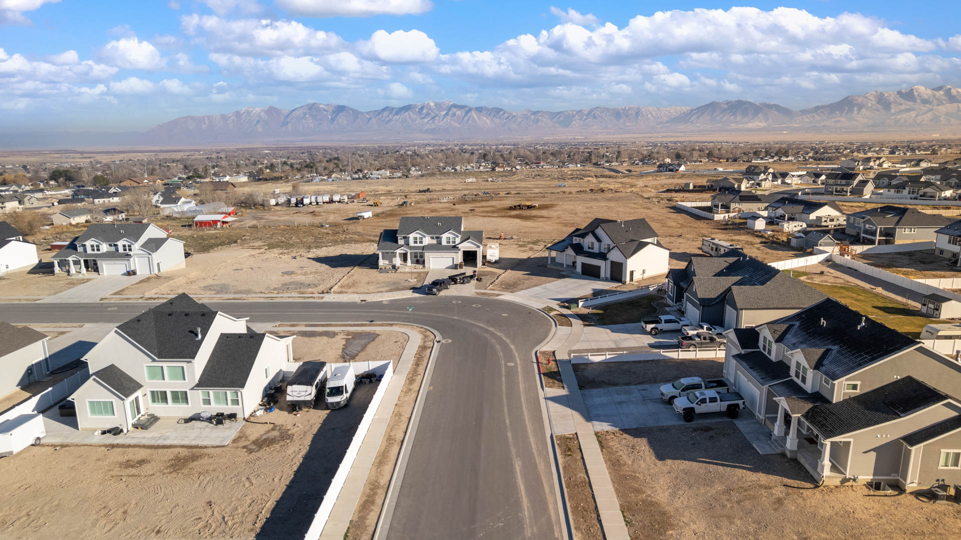 Aerial view of the Cherry Wood community in Grantsville, Utah.
