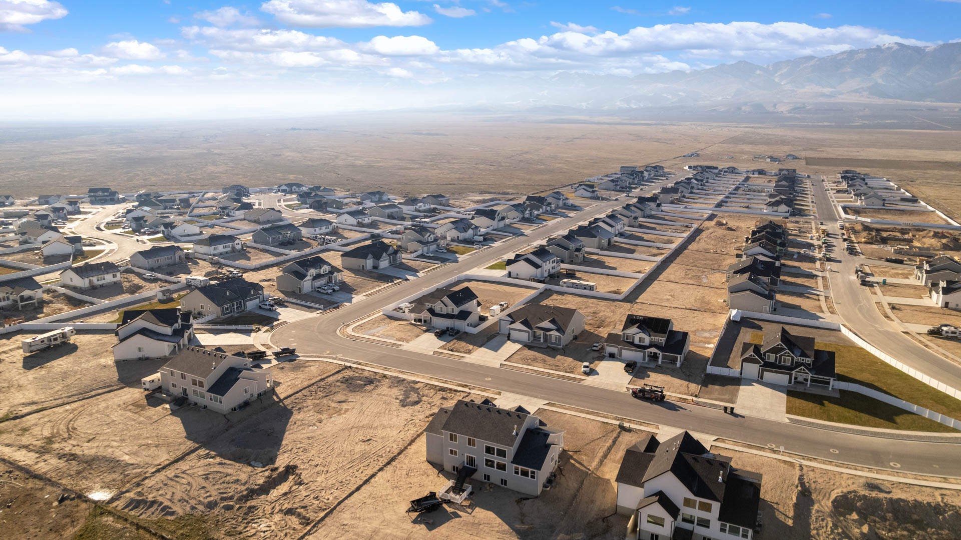Aerial view of the Cherry Wood community in Grantsville, Utah.