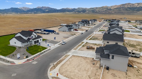 Aerial view of the Cherry Wood community in Grantsville, Utah.