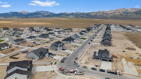 Aerial view of the Cherry Wood community in Grantsville, Utah.