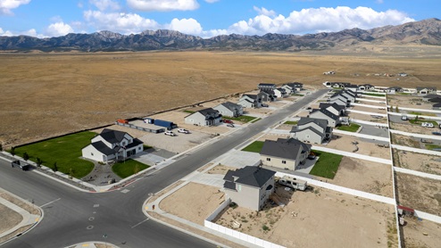 Aerial view of the Cherry Wood community in Grantsville, Utah.