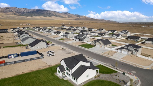 Aerial view of the Cherry Wood community in Grantsville, Utah.