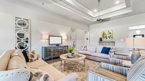 Bright and airy living area inside the Kingston.