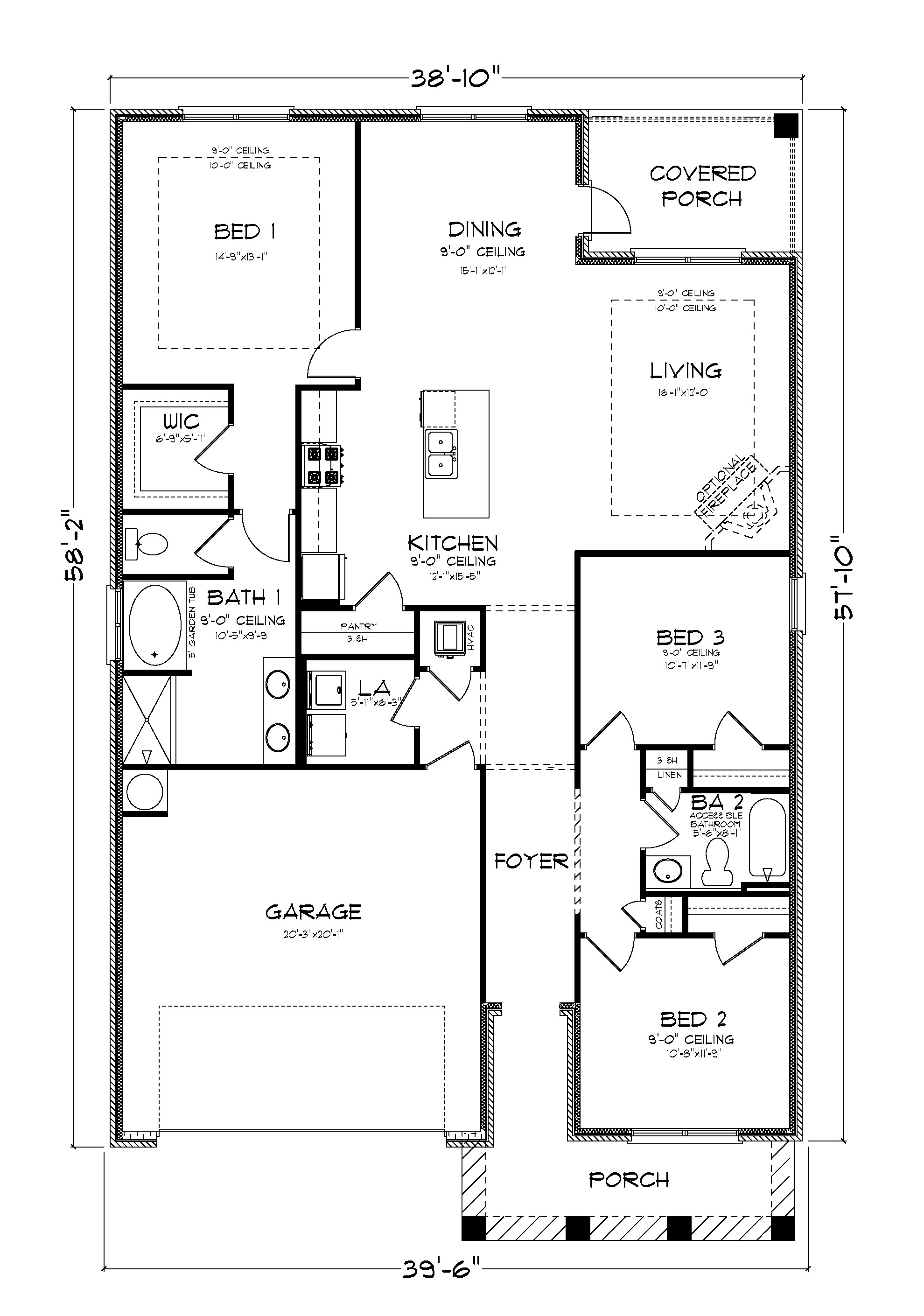 The Lamar D front entry floorplan.