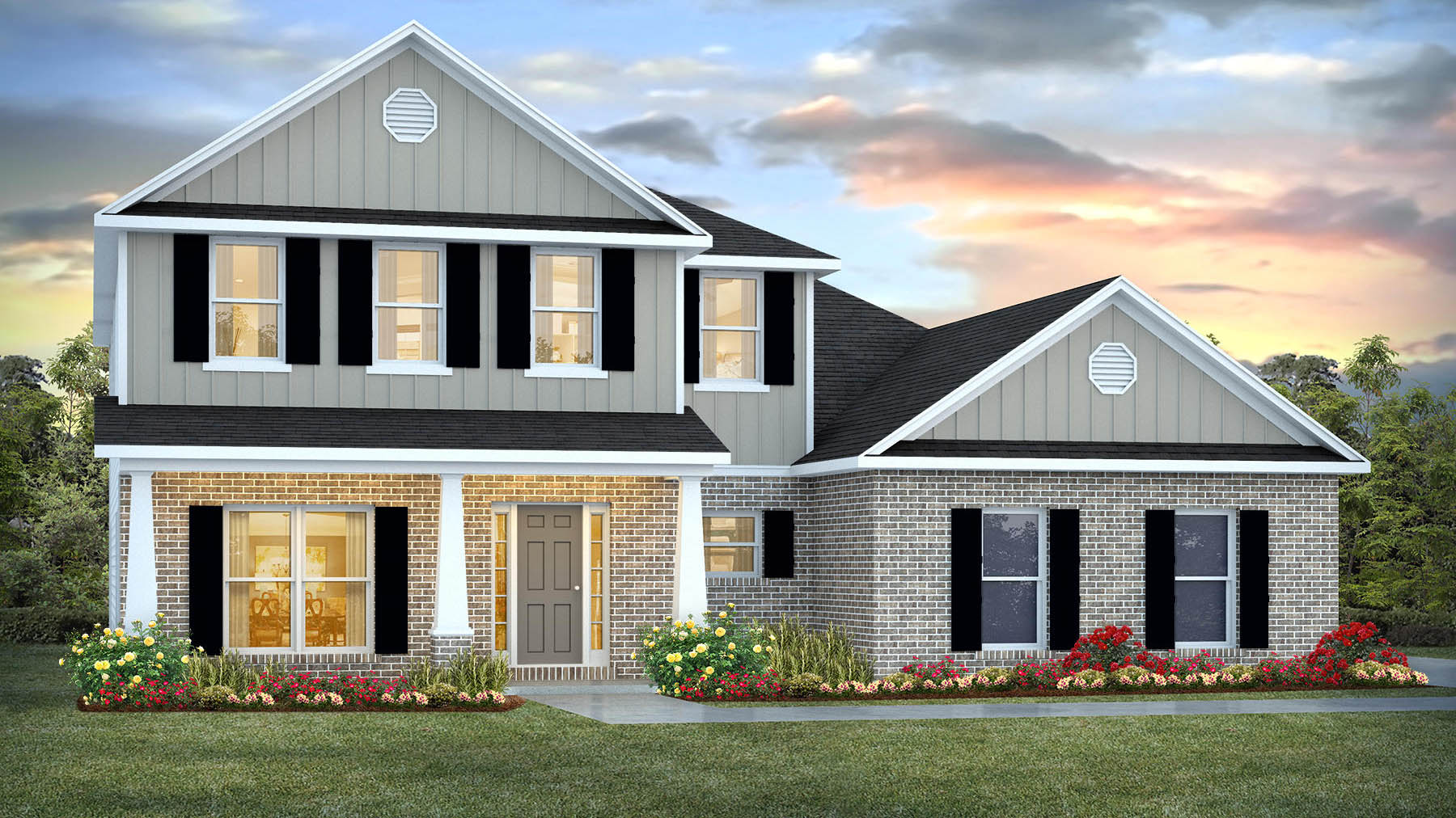The Eleanor A4 front elevation of the home at Worthington at Bent Creek.