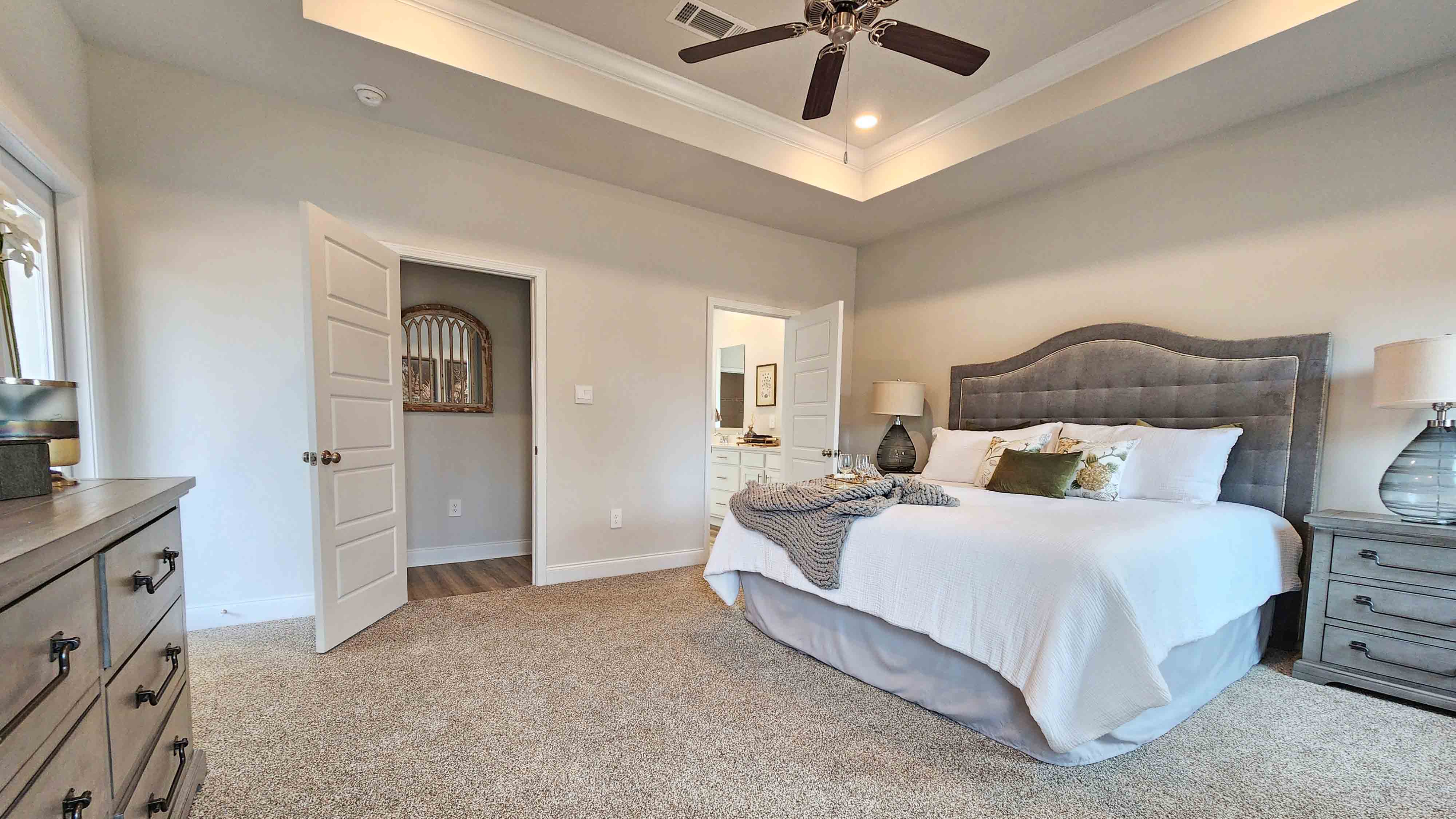 Bright and airy primary bedroom
