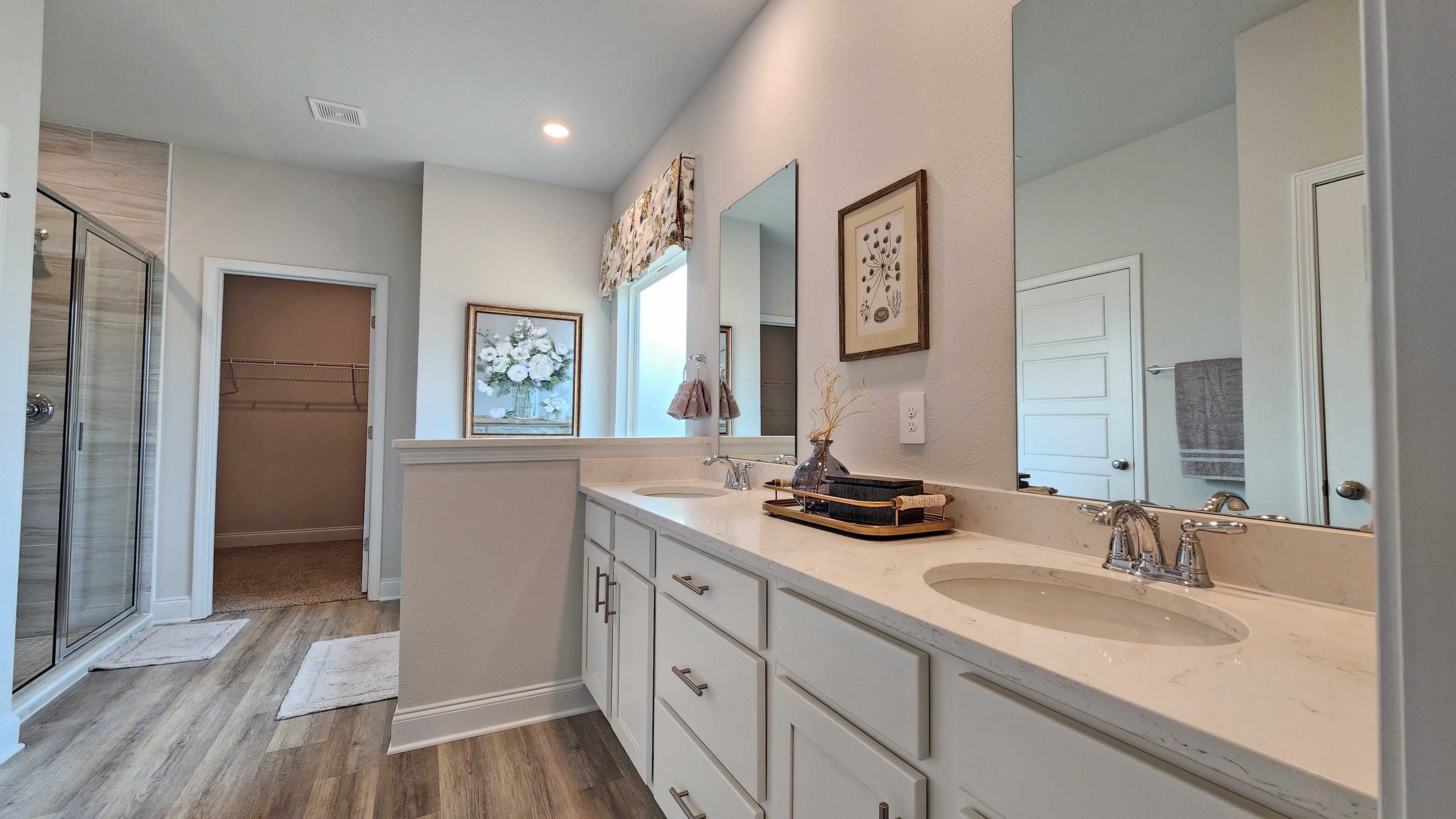 Spacious and bright primary bathroom