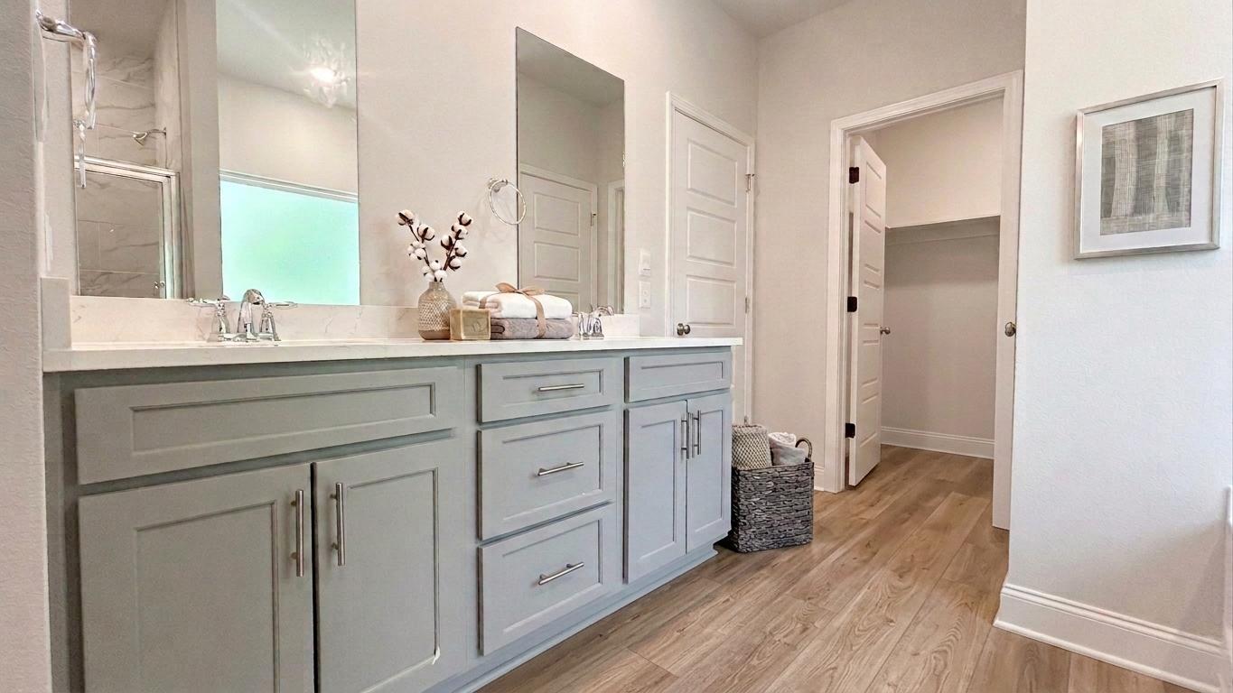 Primary bathroom with double sinks