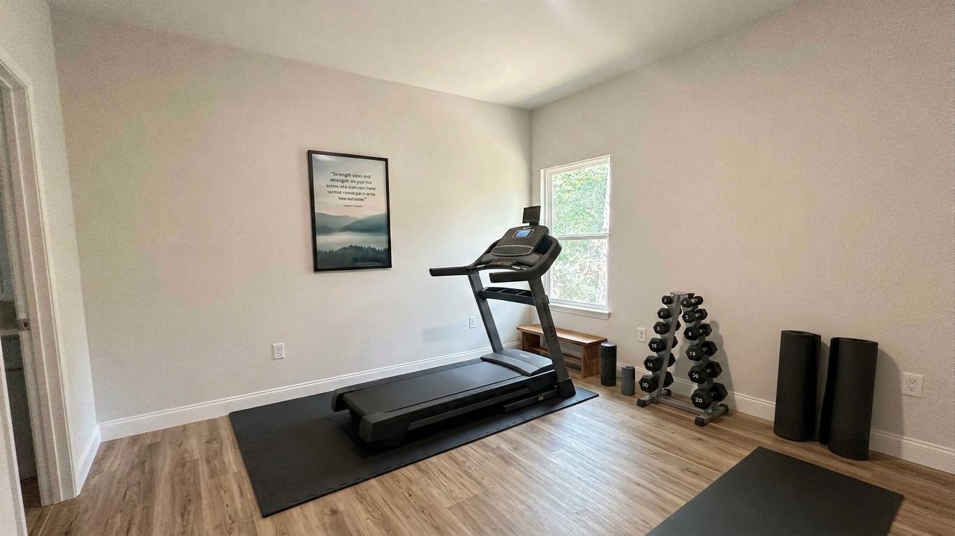 Extra bedroom used as an in-home gym