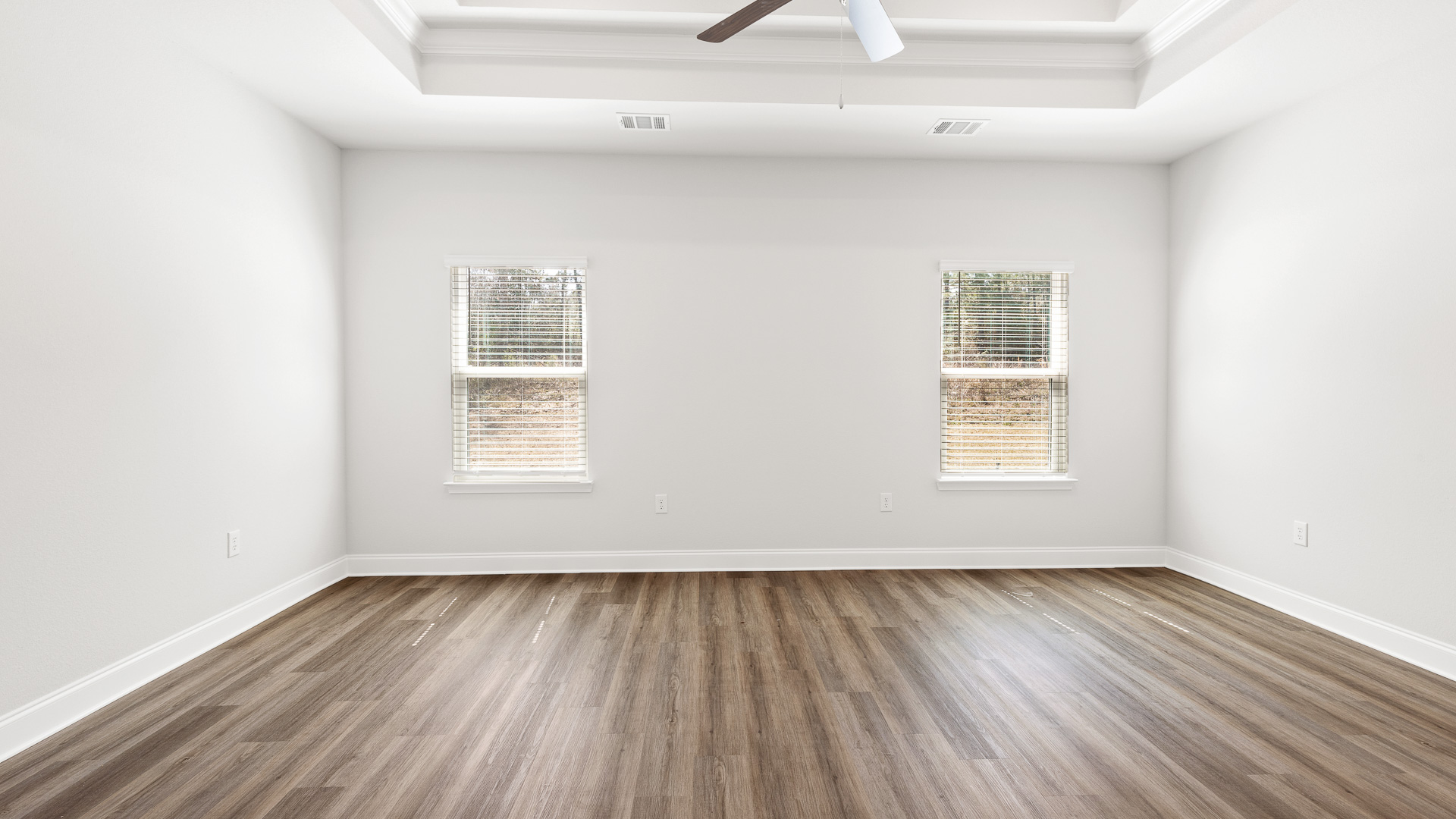 Primary bedroom in a new D.R. Horton home.