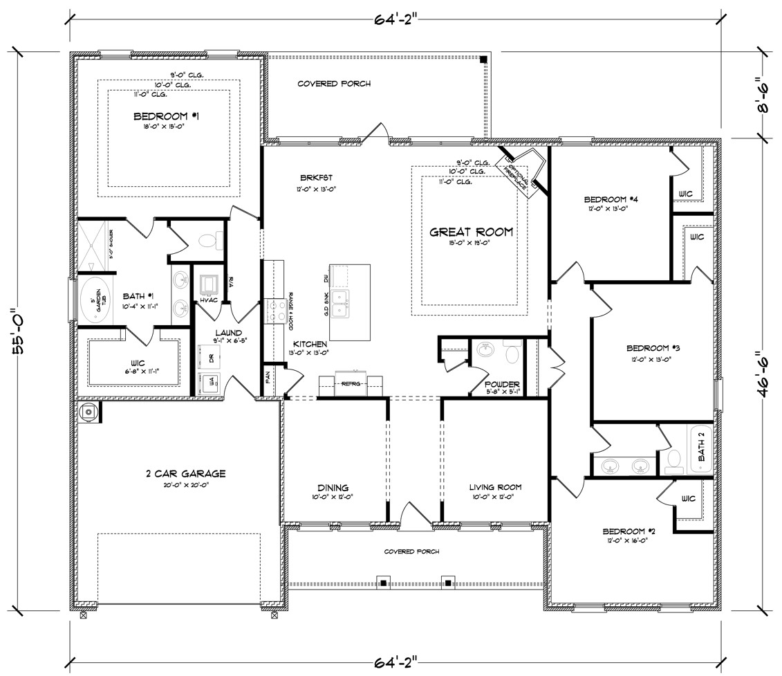 The Katherine A B Front Entry Floorplan