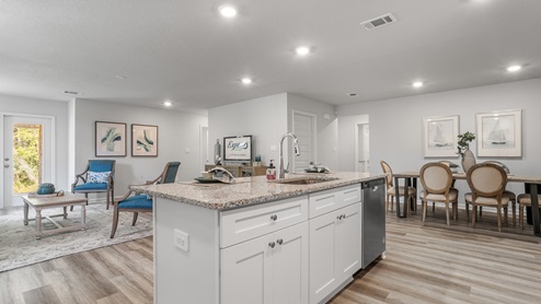 Open concept kitchen and main area of the Lakeside