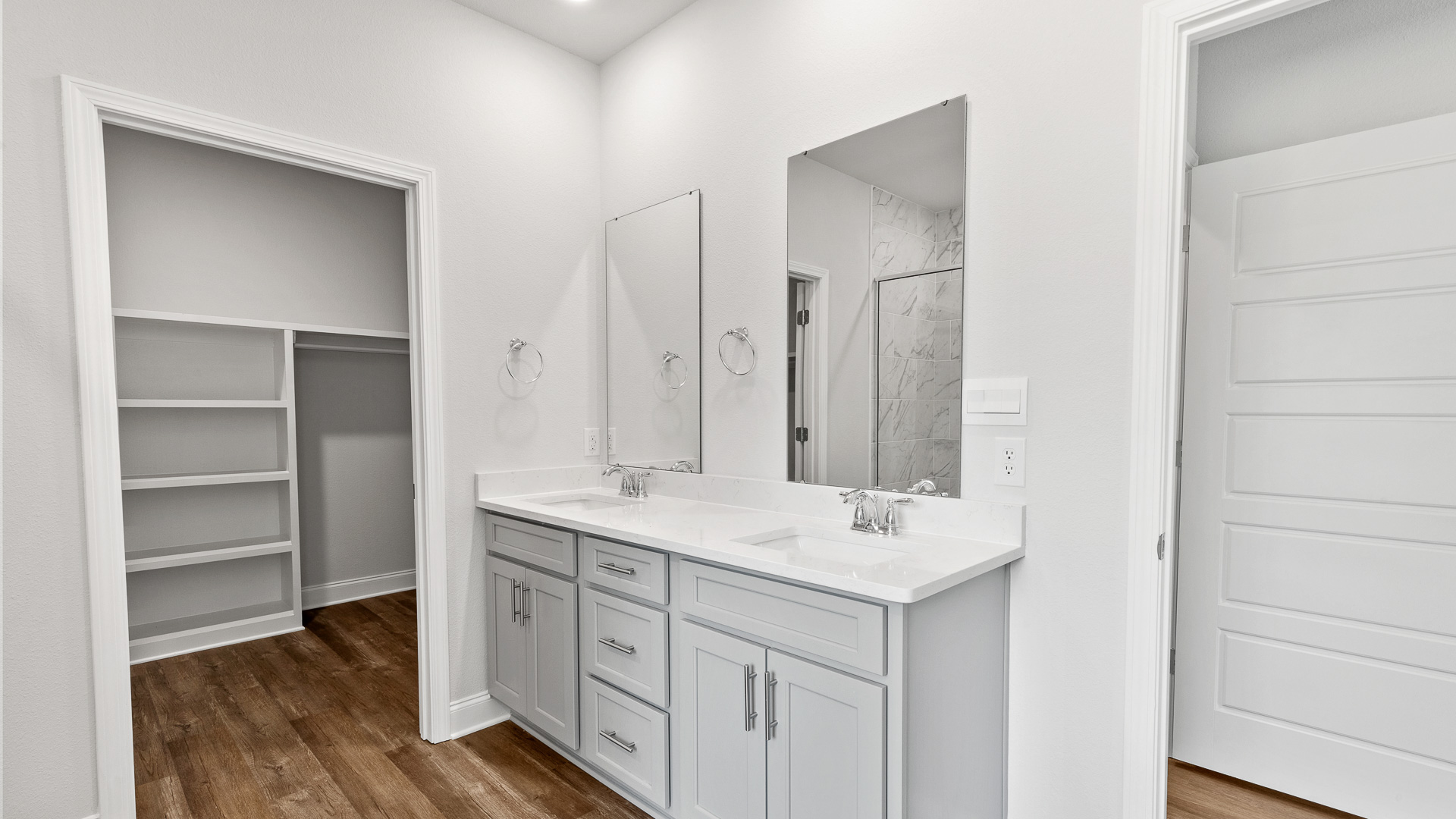 Spacious bathroom vanity inside the primary suite