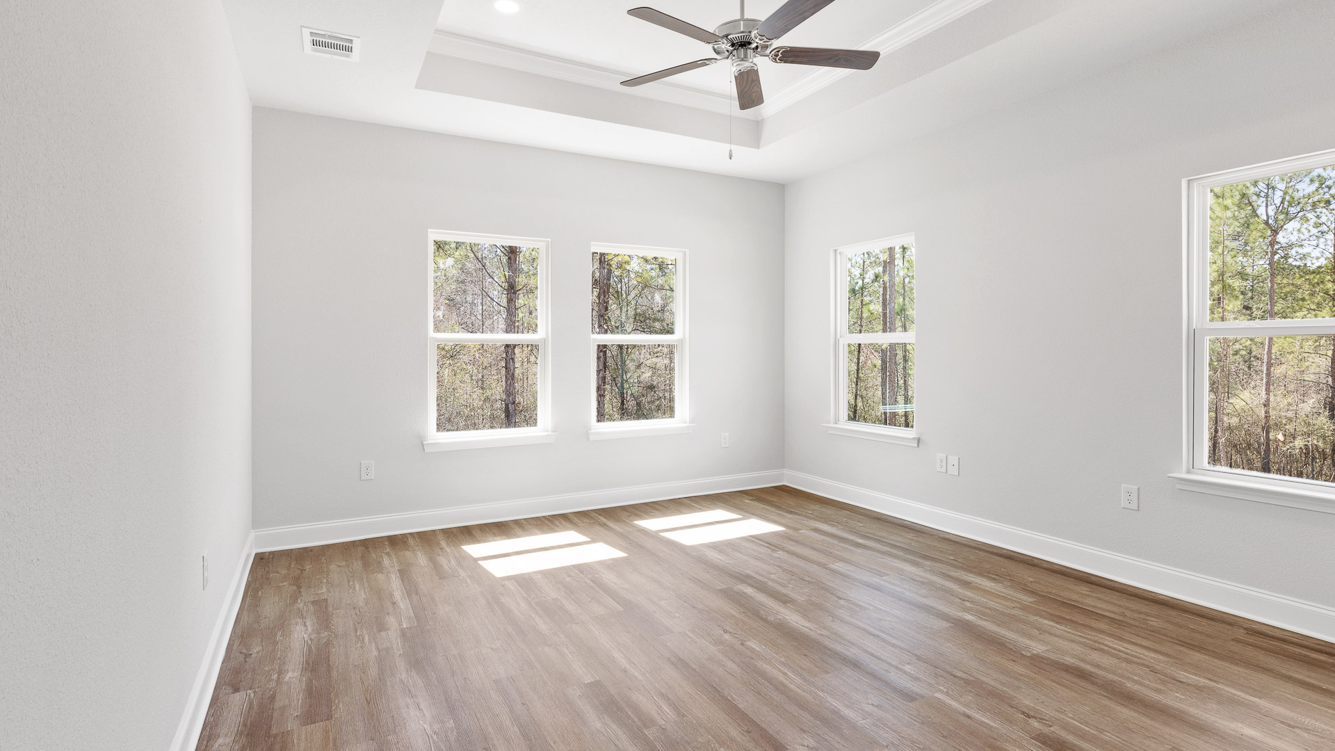 Spacious primary bathroom inside the Victoria