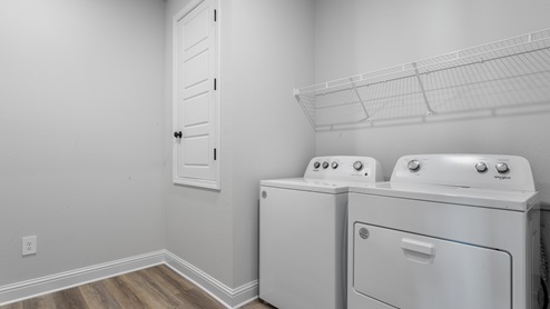 Laundry room inside the Camden.