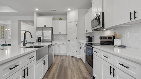 Close up to black finishes inside the Camden's kitchen.