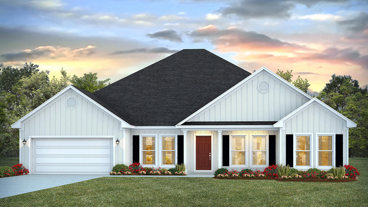 The Kingston C8 front exterior elevation in River Hills.