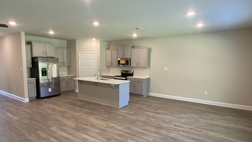 The Delray open concept kitchen and living area.