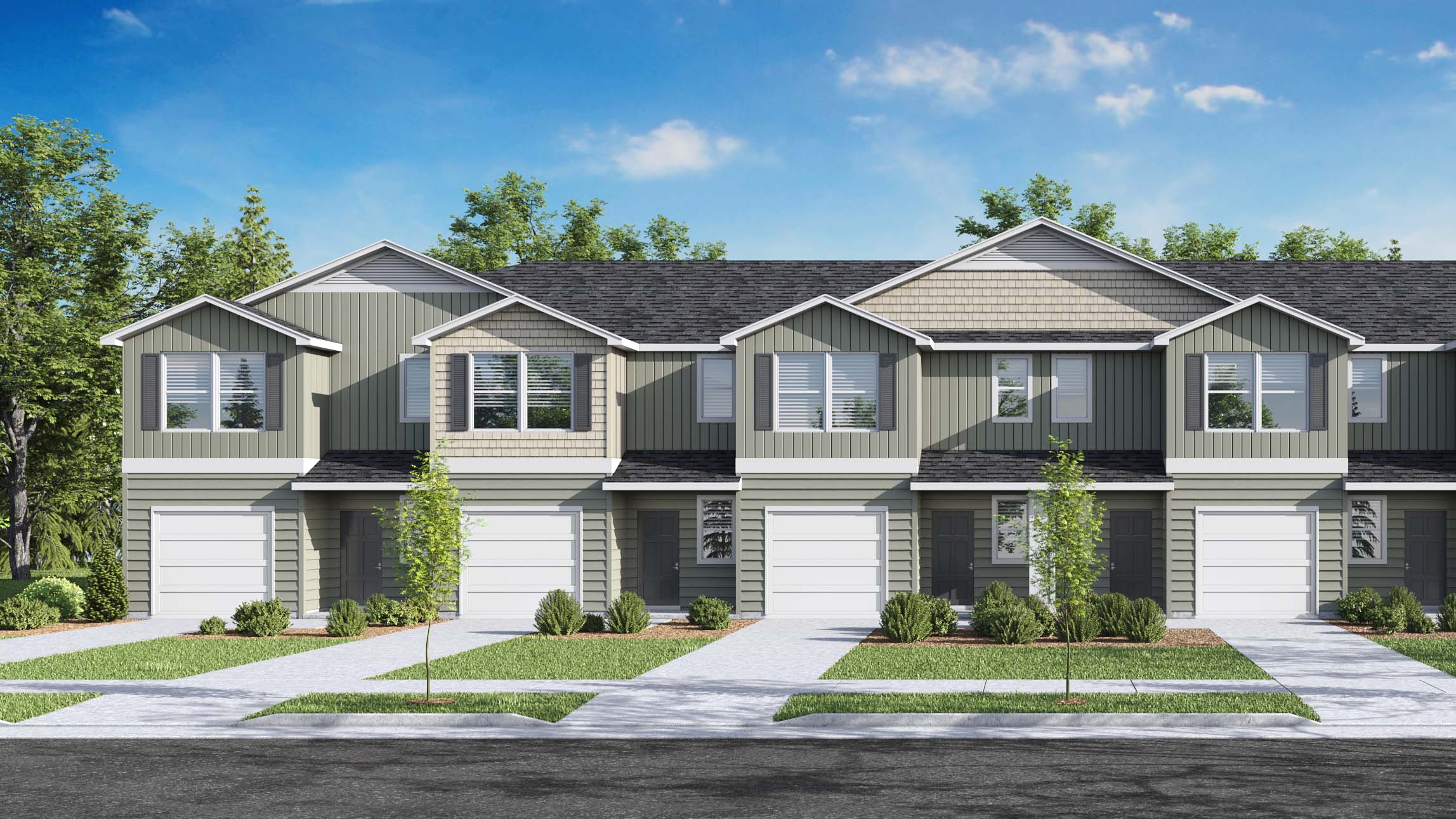 View of townhomes with neutral exteriors.