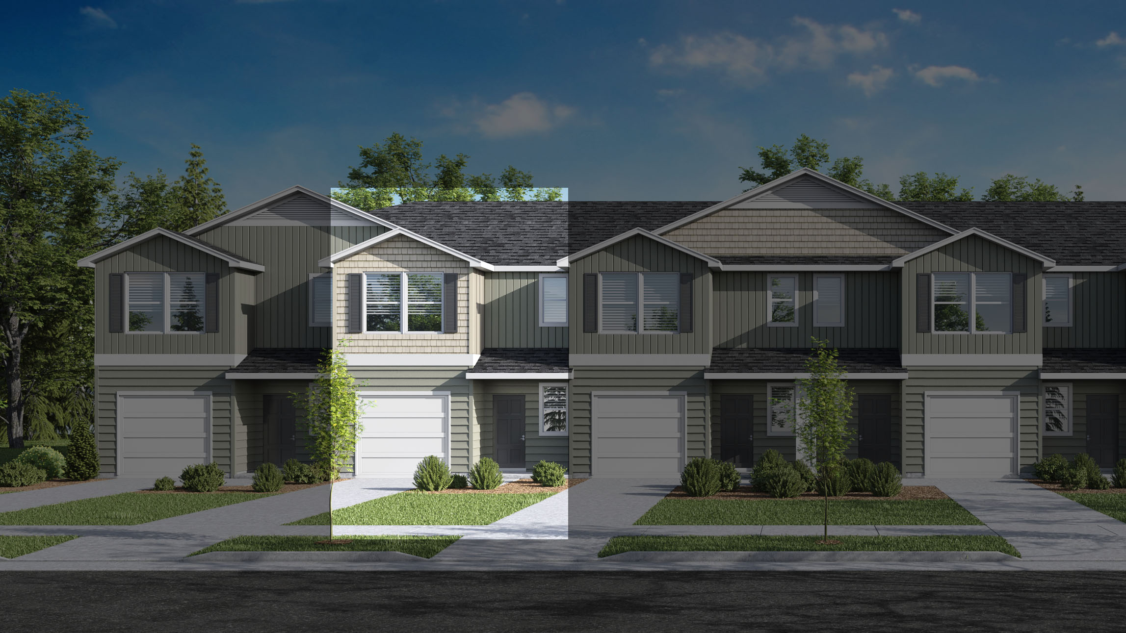 View of townhomes with neutral exteriors.