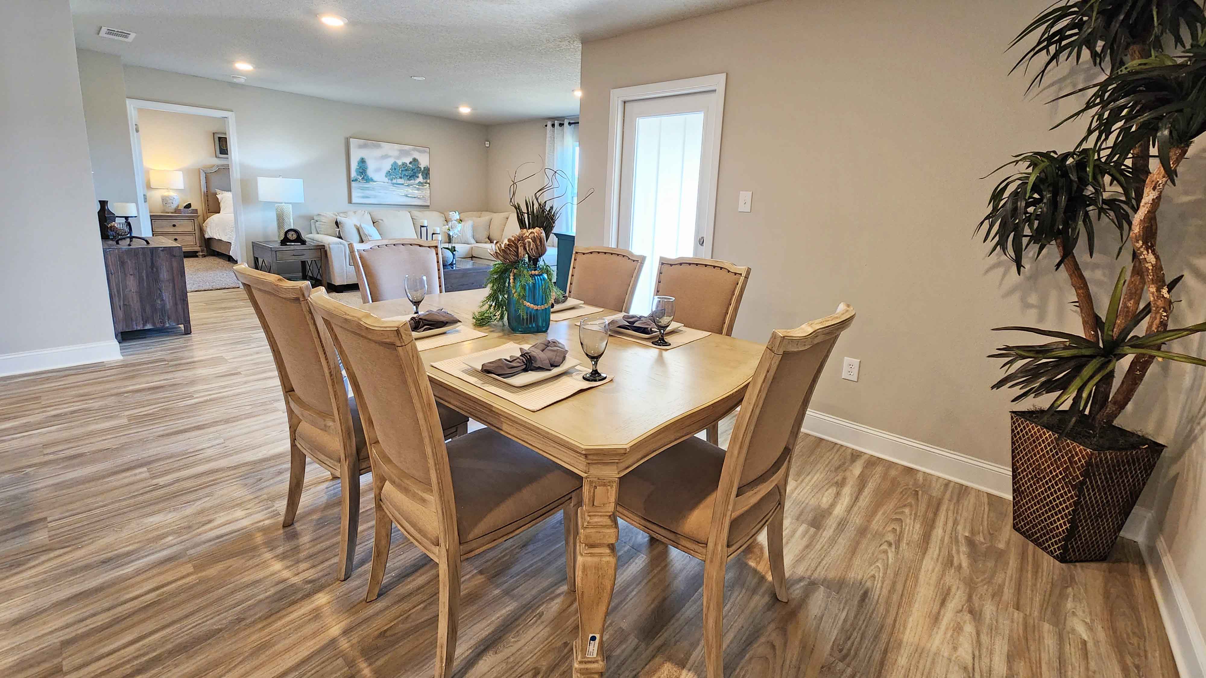 Dining room with back patio door access.