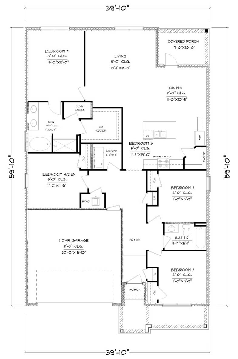 The Cali floorplan H front entry layout.