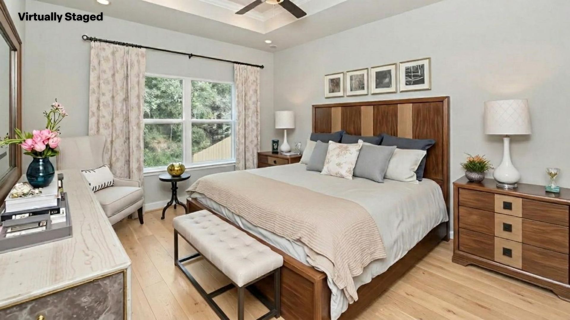 Primary bedroom with natural light