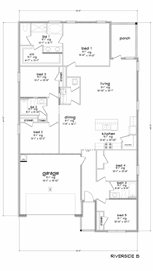 The Riverside B Front Entry Floorplan