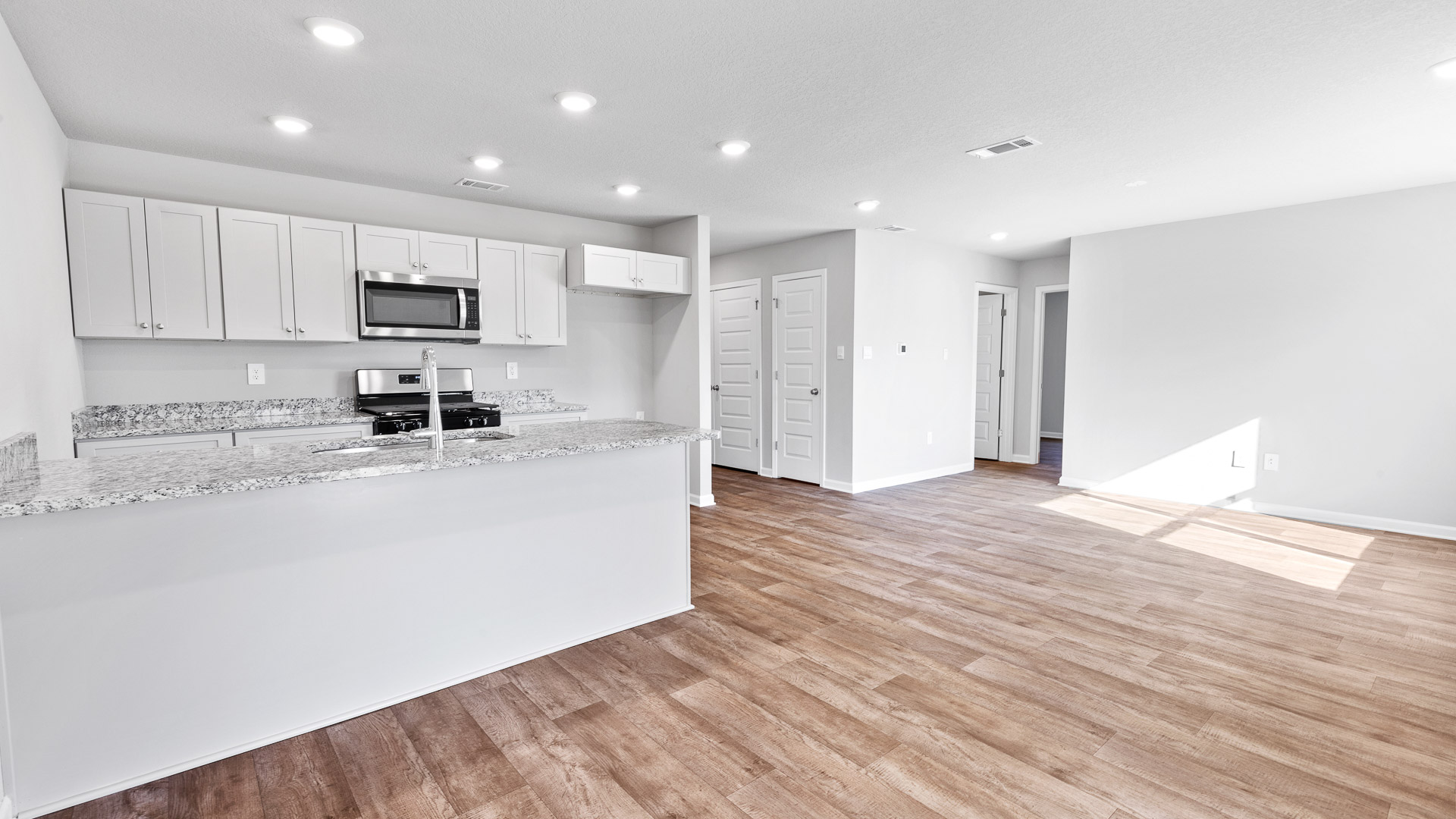 Spacious open layout of kitchen and living area