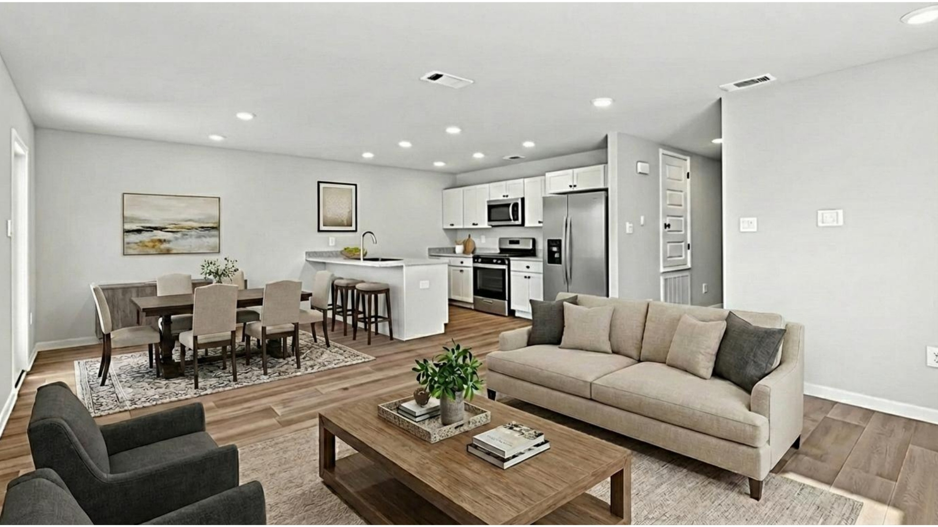 Aldridge living area with neutral decor.