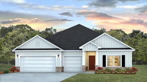 The Camden B5 front elevation of the home at Crane Landing.