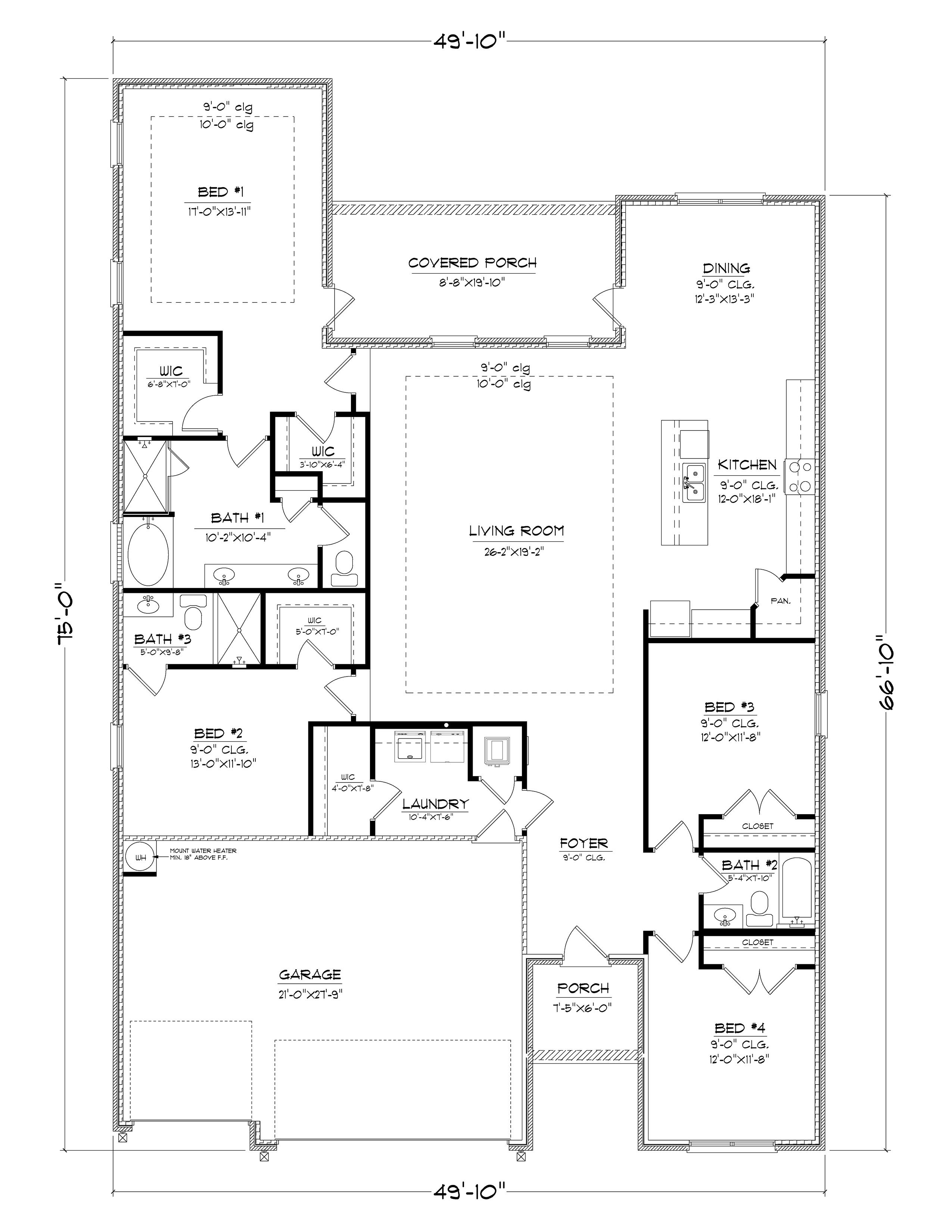 The Hawthorne A B front entry floorplan at Crane Landing.