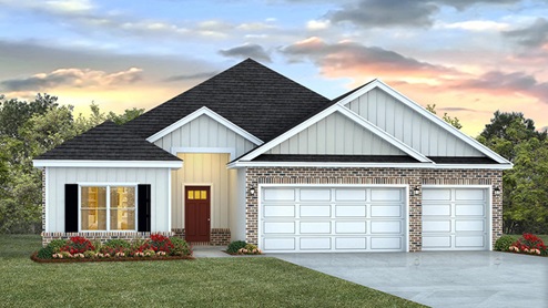 The Hawthorne B11 front elevation of the home at Crane Landing.