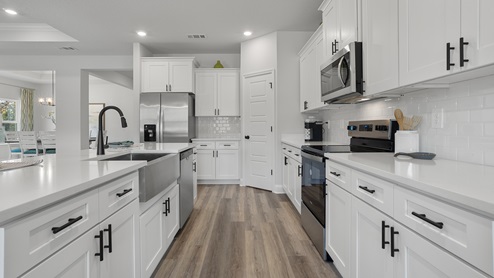 Close up of the Kitchen island and appliances.
