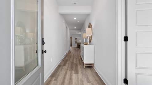 Entering the front door of the Camden floorplan.