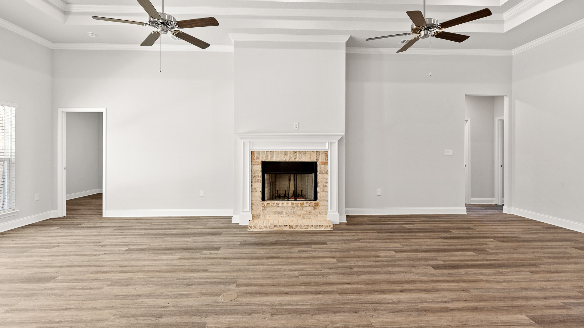 Beautiful fireplace inside spacious living area