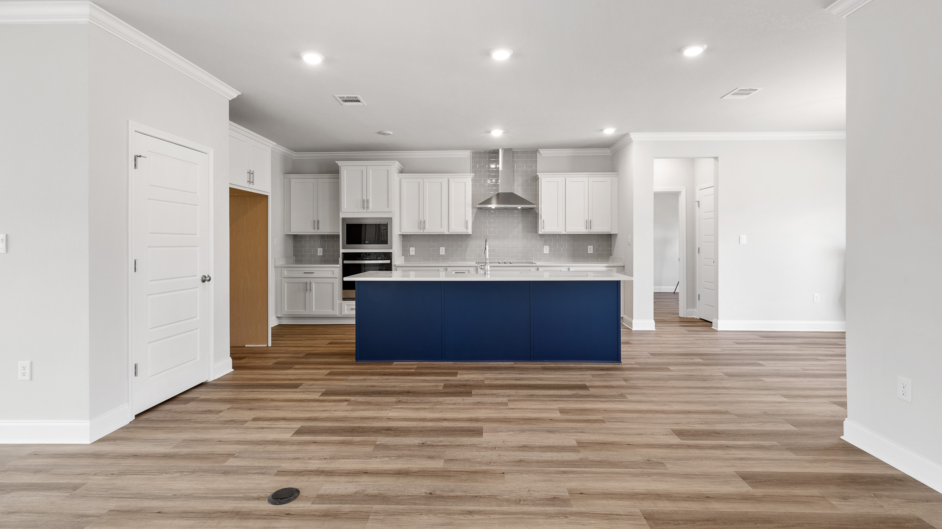 Beautiful kitchen accented with deep blues