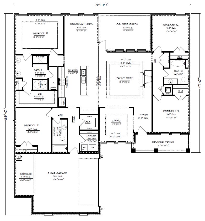 The Parker C D Courtyard Entry Floorplan